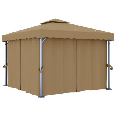 Pavilion cu perdea, gri taupe, 3x3 m, aluminiu foto