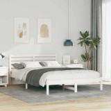 Cadru de pat cu headboard Alb 140 x 220 cm Lemn de brad solid