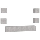 Cumpara ieftin Set de dulapuri TV, 7 piese, gri beton, lemn prelucrat