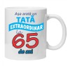 Cana alba personalizata &quot;Asa arata un tata extraordinar - 65 ani&quot;, INOVATIX&reg;. 330ml, Oem