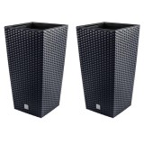 Set 2 ghivece de flori, Rato, imitatie ratan, inalte, 32.5x32.5x61 cm, antracit, Prosperplast GartenVIP DiyLine