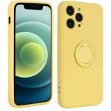 Husa protectie flippy compatibila cu apple iphone 7/8/se 2020 liquid silicone ring cu suport rotativ galben
