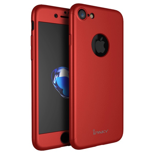 Husa Full Cover 360&deg; (fata + spate + geam sticla) IPAKY pentru Apple iPhone 7, rosu