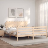 vidaXL Cadru de pat cu tăblie Super King Size, lemn masiv 3195301