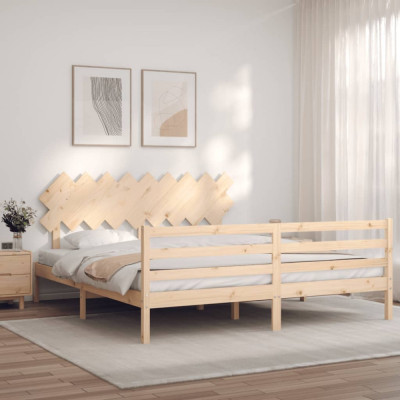Cadru de pat cu tablie Super King Size, lemn masiv GartenMobel Dekor foto