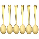 Set 6 linguri Pufo Ellegance pentru cafea, ceai, desert, otel, auriu, 15 cm