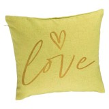 Perna Decorativa, Model Love, 40x40 cm, Verde, Husa Detasabila, Burduf