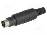 Conector DIN mini mufă tată 4 pini cu manşon lipire pe cablu LUMBERG