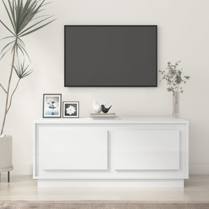 Gossi masuta de cafea, alb extralucios, 102x50x44 cm, lemn prelucrat