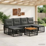 Cumpara ieftin Set de canapele de exterior 7 buc. Negru si Gri inchis