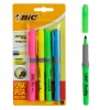 Set Evidențiatoare, BIC, Multicolor, 4 Bucăți, V&acirc;rf Subțire, Prindere Cauciuc