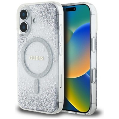 Husa pentru iPhone 16 - Guess Hardcase Resin Gradient Glitter MagSafe (GUHMP16SRGRGES) - Silver foto