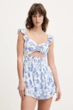 Hollister Co. salopetă culoarea alb, cold shoulder, KI359-5034