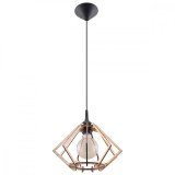 Lampa Suspendată Pompelmo Din Lemn Natural, Cu Un Bec Cu Con Scandinav, De Interior.