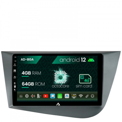 Navigatie Seat Leon (2005-2012), Android 12, A-Octacore 4GB RAM + 64GB ROM, 9 Inch - AD-BGA9004+AD-BGRKIT052 foto