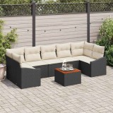 VidaXL Set canapea de grădină 8 pcs Negru, alb 55 x 55 x 37 cm