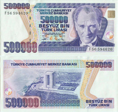 1994 , 500,000 turkish lira ( P-208c ) - Turcia - stare aUNC foto