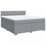 Cumpara ieftin Pat continental, gri deschis, 180x200 cm, material textil