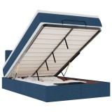 Cumpara ieftin Pat otoman cu saltea si LED-uri, tesatura albastra 120x200 cm