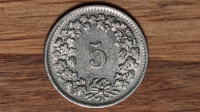 Elvetia - moneda de colectie - 5 rappen 1963 B - impecabila ! foto