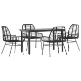Cumpara ieftin Set de sufragerie de gradina 5 piese sticla neagra polirattan