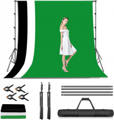 Kit studio suport fundal 2x2m + 3 panze + geanta transport + clesti foto