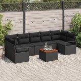 vidaXL Set de canapea de grădină 8 pcs Negru Mare Ratan