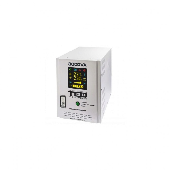 UPS 3000VA/2100W runtime extins utilizeaza doi acumulatori (neinclusi) TED UPS Expert TED001672