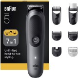 Aparat de tuns multifunctional Braun All-in-One Seria 5 AIO5520, 7-in-1, Lama ultra ascutita, 6 Piepteni, 1 Perie de curatare, 1 Pieptene SkinGuard pe