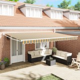 Marchiză retractabilă manuală vidaXL Galben și Verde 500x300 cm