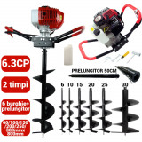 Cumpara ieftin Motoburghiu foreza pamant gheata 6.3CP + 6 burghie + prelungitor 50cm (BAVGD-6300+60 100 150 200 250 300+), Bavaria