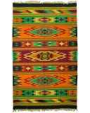 Covor vintage din l&acirc;nă 195&times;313, țesut la război, cu franjuri &ndash; statement rug