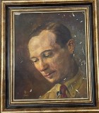 1942 Portretul lui Păstorel Teodoreanu, posibil de Theodor Pallady, ulei pe carton, 42x37 cu tot cu ramă, necesită restaurare / artist rom&acirc;n, colectie