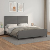 VidaXL Cadru de pat cu tăblie, gri, 180x200 cm, piele ecologică