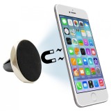 Suport auto magnetic cu prindere pe grila de ventilatie universal, negru cu rama metalica octogonala aurie