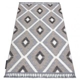 Covor MAROC P651 Caro gri / alb Franjuri Berber shaggy, 80x150 cm
