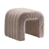 Cumpara ieftin Taburet textil crem buclat 44 x 35 x 38 cm