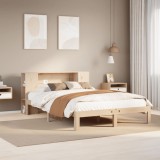 vidaXL Pat cu bibliotecă fără saltea, 135x190 cm, lemn masiv de pin 3322509
