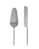 Cumpara ieftin Set 2 tacamuri servire desert otel argintiu satinat Bronte 6x26h; 2,5x27h