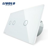 Cumpara ieftin Intrerupator touch triplu Livolo din sticla alba pentru iluminat
