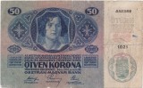 Bancnotă Austro-Ungaria 50 coroane 1914, ștampilă rom&acirc;nească