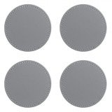 Set Suporturi Pahare, 10cm, Gri, Textură Piele Artificială, 4 Bucăți, Oem