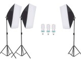 Cumpara ieftin Kit studio format din 3 softbox lumina alba continua si 3x becuri foto dedicate de 150W, Negru