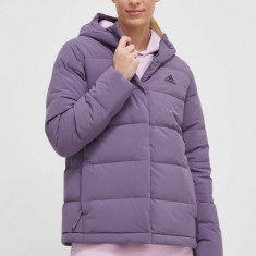 adidas geaca de puf femei, culoarea violet, de iarna