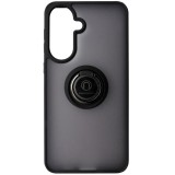 Husa spate cu inel și stand, plastic fumuriu transparent și TPU negru pentru Samsung Galaxy A57 5G