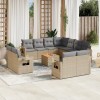 Gossi set canapele de gradina, 12 piese, cu perne, bej, poliratan
