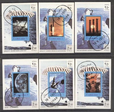 Ajman 1970 Space, 6 mini sheet, used AT.048 foto
