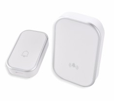 Sonerie fara fir 1 transmitator - comutator cu baterie 12V (1 buton) si 1 receptor alb ( 1 sonerie) la priza , IP44
