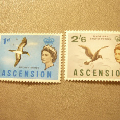 2 Timbre Ascension 1963 Regina Elisabeta , pasari ,val. 1p si 2,6sh