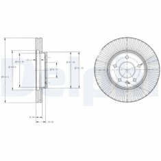 Set discuri frana fata DELPHI, Chevrolet Captiva (C100, C140), 06.06-; Opel Antara (L07), 05.06-, Fata; puntea fata
